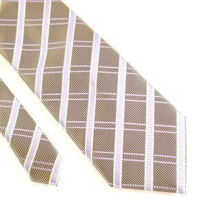 Haggar Black Gold Check Purple‎ Striped Woven Polyester Tie